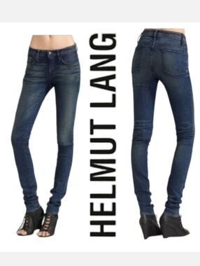 Helmet Lang Neo Vintage Extra Long Super Skinny Med Wash Blue Jeans Sz 27